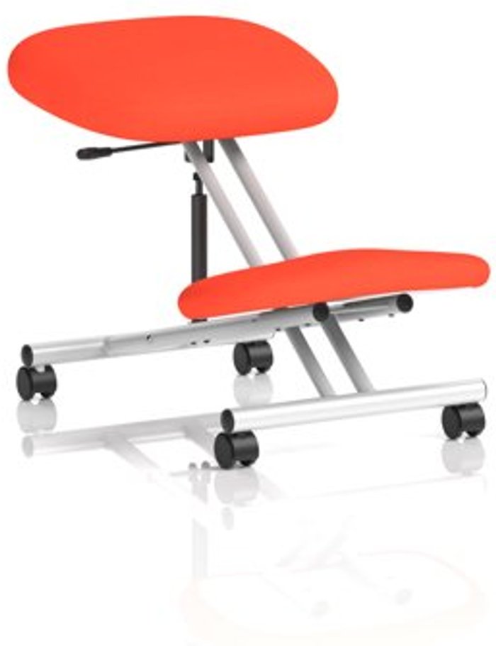 Office Monster | Kneeler Kneeling Stool Silver Frame Bespoke Colour Tabasco Red Kneeler Kneeling Stool Silver Frame Bespoke Colour Tabasco Red