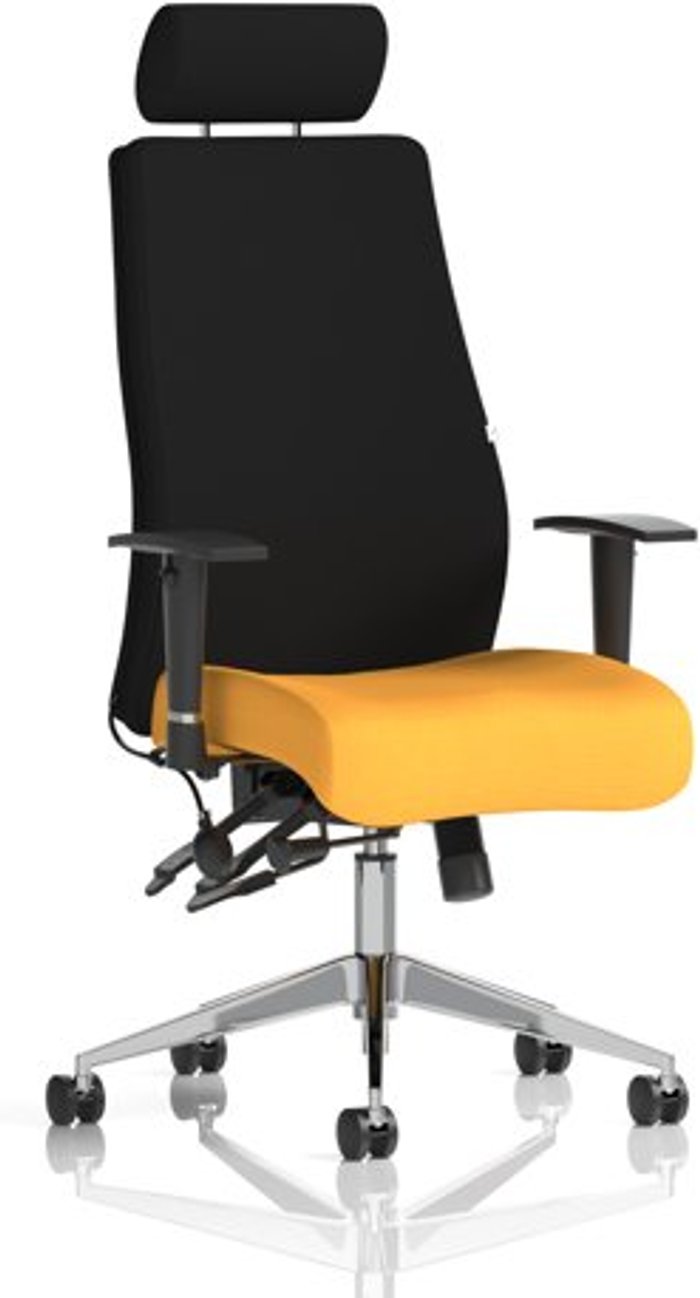 Office Monster | Onyx Onyx Bespoke Colour Seat With Headrest Yellow Onyx Onyx Bespoke Colour Seat With Headrest Yellow