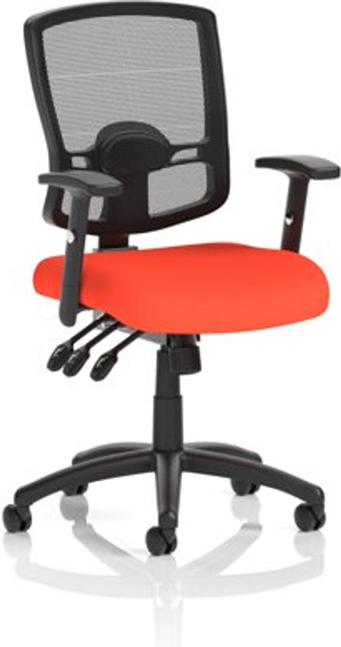 Office Monster | Portland Portland III Black Mesh Back Bespoke Colour Seat Orange Portland Portland III Black Mesh Back Bespoke Colour Seat Orange