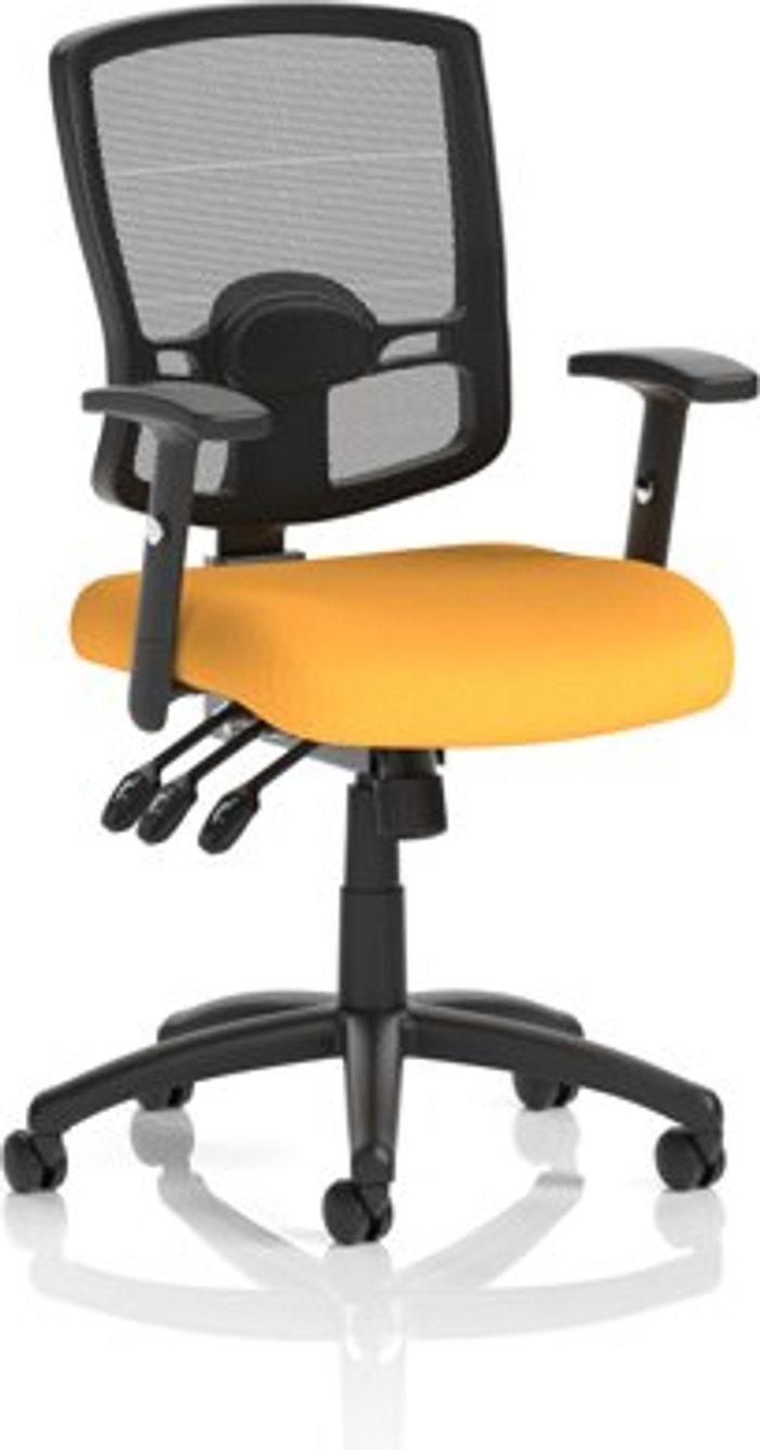 Office Monster | Portland Portland III Black Mesh Back Bespoke Colour Seat Yellow Portland Portland III Black Mesh Back Bespoke Colour Seat Yellow