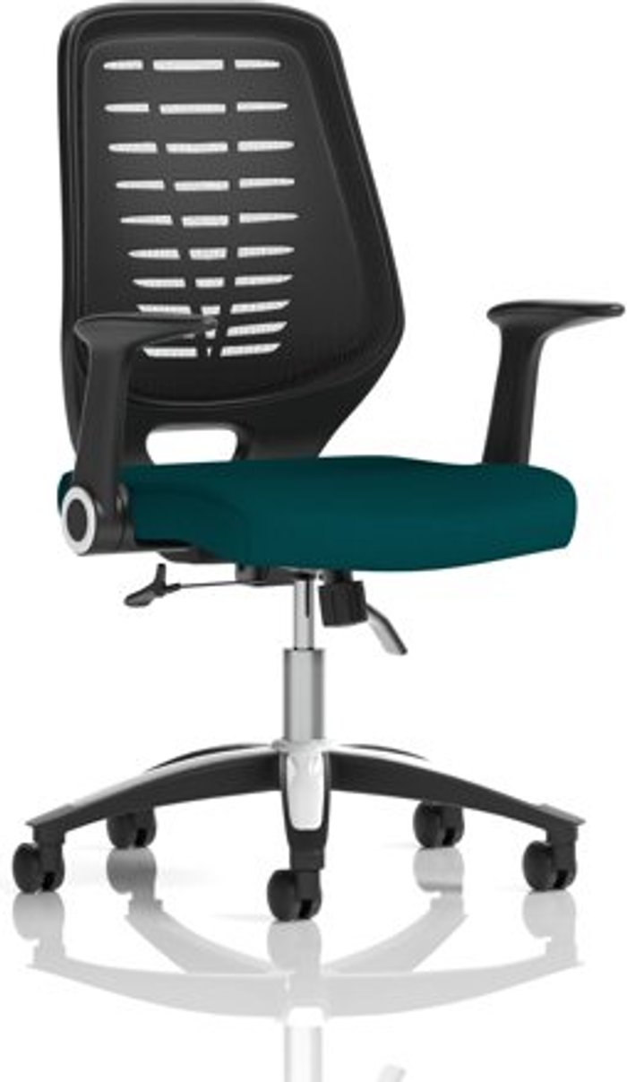 Office Monster | Relay Relay Task Operator Chair Bespoke Colour Black Back Teal Relay Relay Task Operator Chair Bespoke Colour Black Back Teal