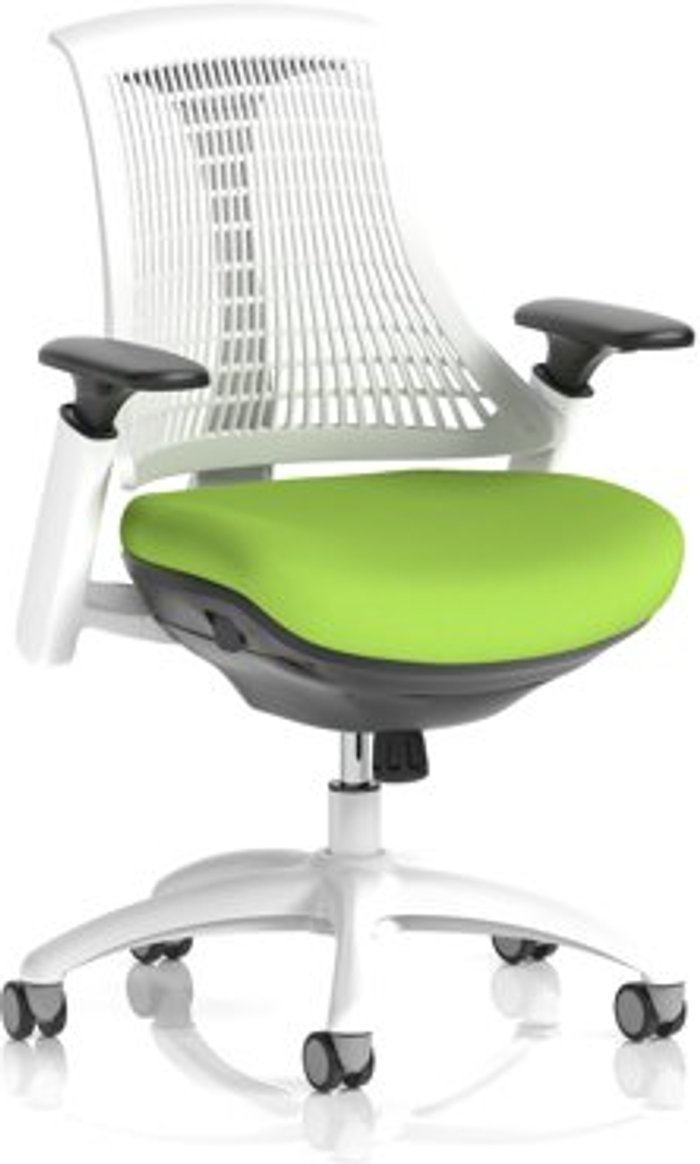 Office Monster | Flex Flex Task Operator Chair White Frame White Back Bespoke Colour Seat Lime Flex Flex Task Operator Chair White Frame White Back Bespoke Colour Seat Lime