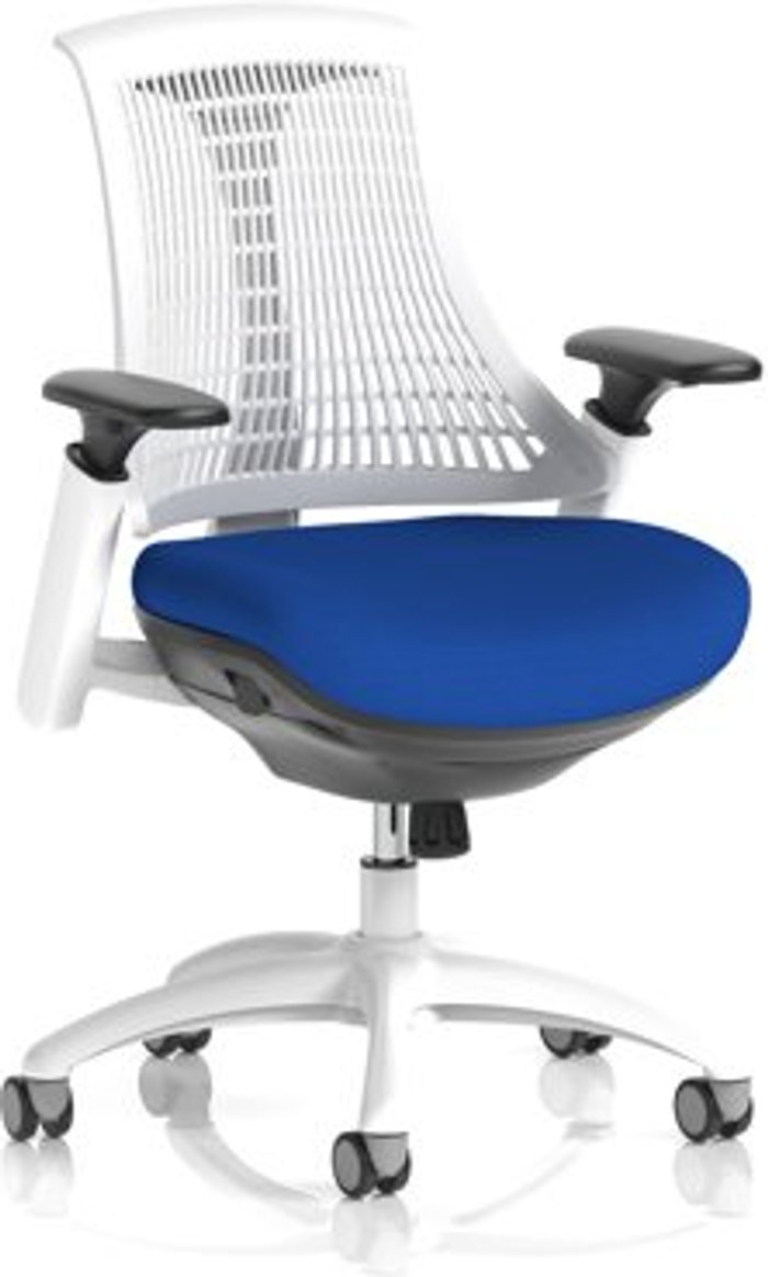 Office Monster | Flex Flex Task Operator Chair White Frame White Back Bespoke Colour Seat Admiral Blue Flex Flex Task Operator Chair White Frame White Back Bespoke Colour Seat Admiral Blue