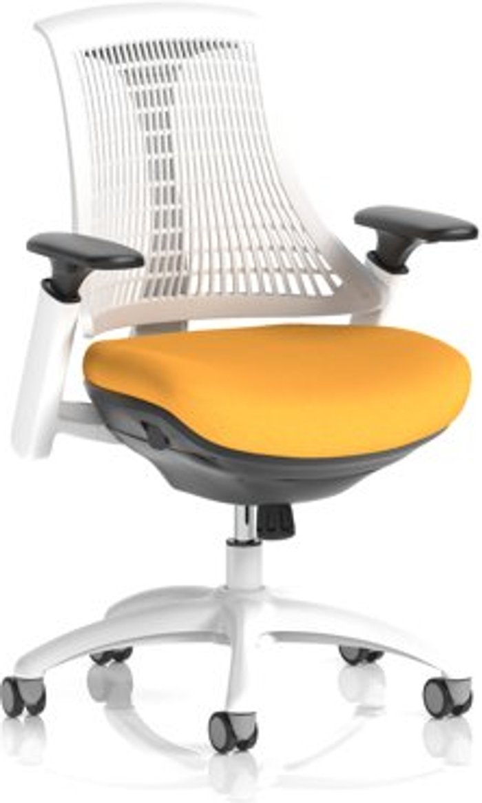 Office Monster | Flex Flex Task Operator Chair White Frame White Back Bespoke Colour Seat Yellow Flex Flex Task Operator Chair White Frame White Back Bespoke Colour Seat Yellow