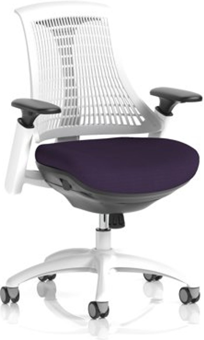 Office Monster | Flex Flex Task Operator Chair White Frame White Back Bespoke Colour Seat Purple Flex Flex Task Operator Chair White Frame White Back Bespoke Colour Seat Purple