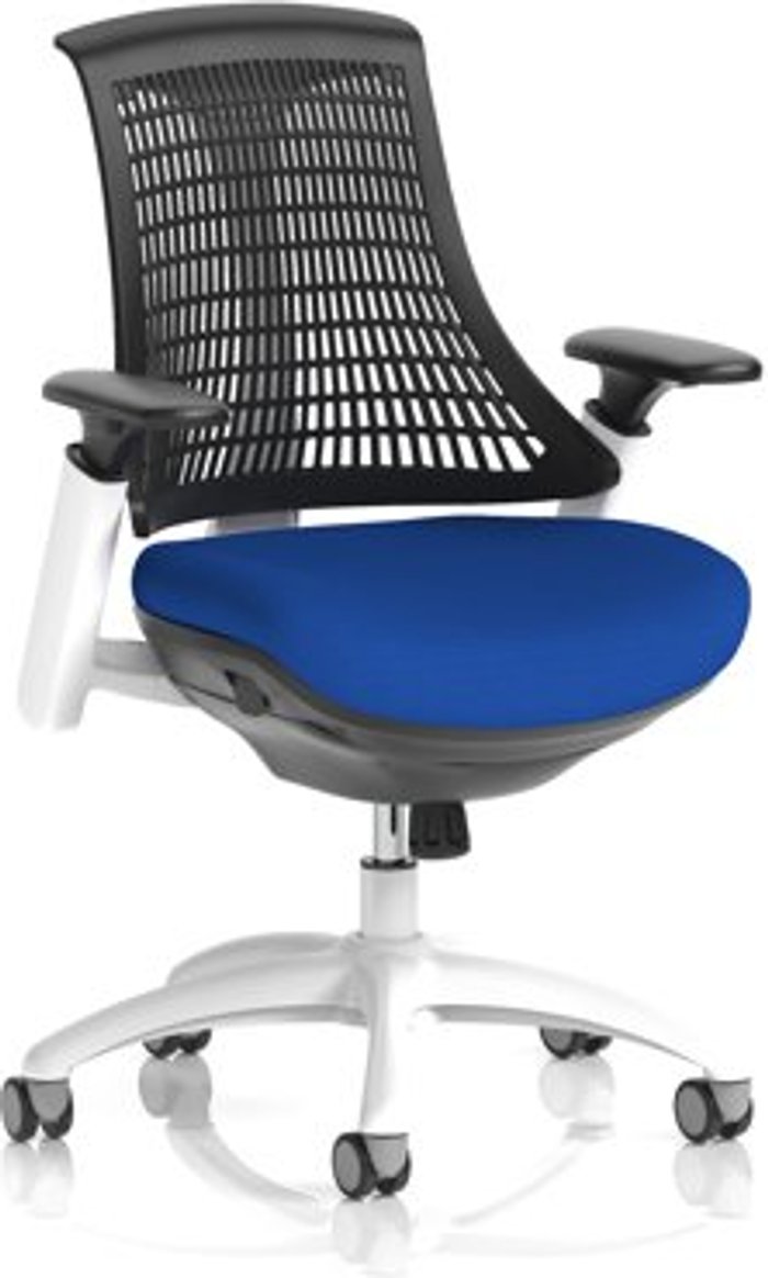 Office Monster | Flex Flex Task Operator Chair White Frame Black Back Bespoke Colour Seat Admiral Blue Flex Flex Task Operator Chair White Frame Black Back Bespoke Colour Seat Admiral Blue