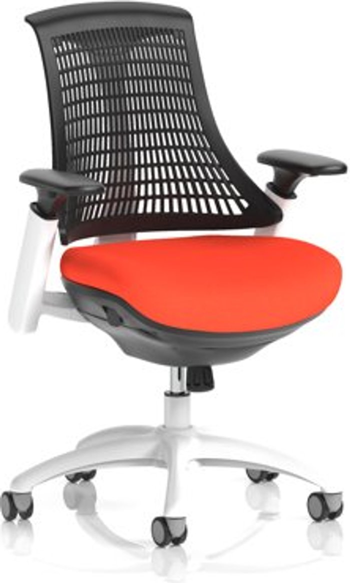 Office Monster | Flex Flex Task Operator Chair White Frame Black Back Bespoke Colour Seat Orange Flex Flex Task Operator Chair White Frame Black Back Bespoke Colour Seat Orange
