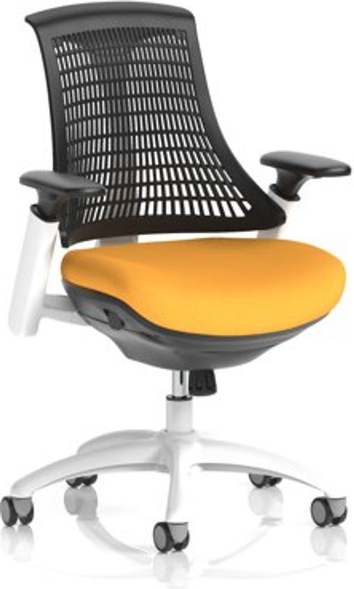 Office Monster | Flex Flex Task Operator Chair White Frame Black Back Bespoke Colour Seat Yellow Flex Flex Task Operator Chair White Frame Black Back Bespoke Colour Seat Yellow