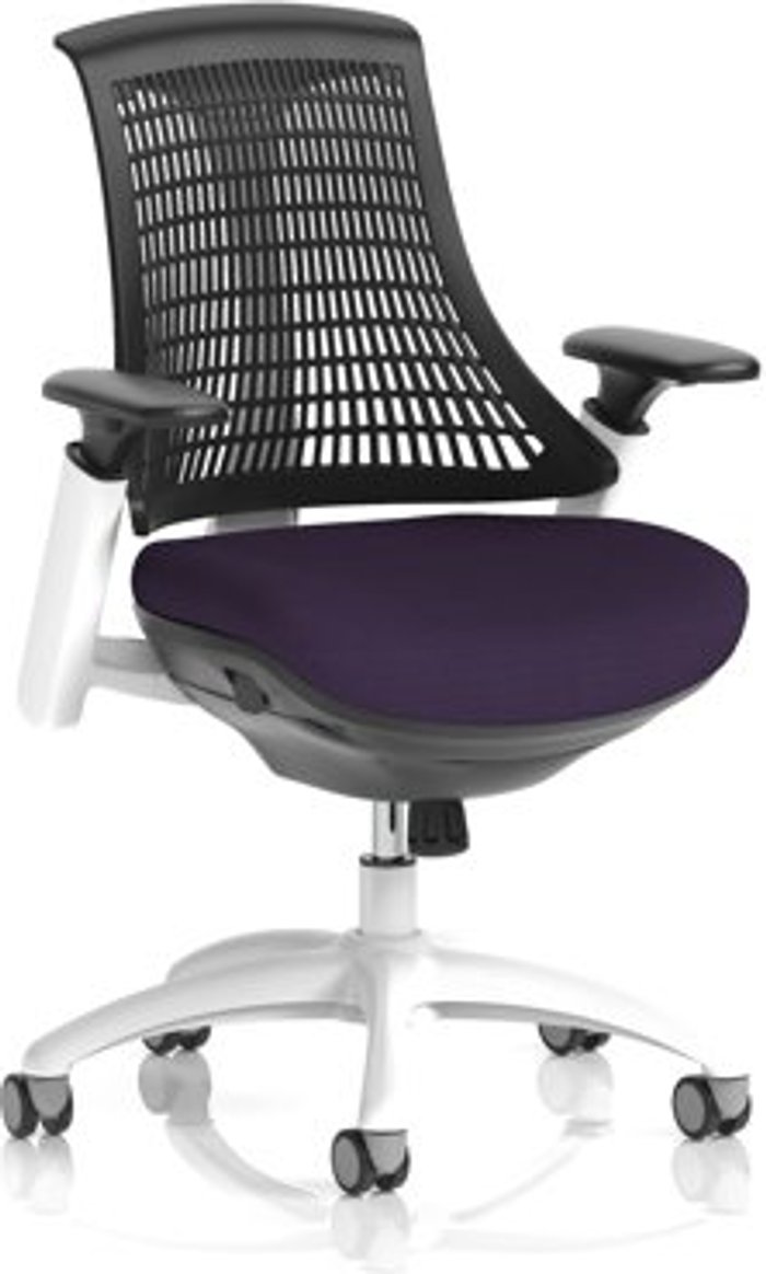 Office Monster | Flex Flex Task Operator Chair White Frame Black Back Bespoke Colour Seat Purple Flex Flex Task Operator Chair White Frame Black Back Bespoke Colour Seat Purple