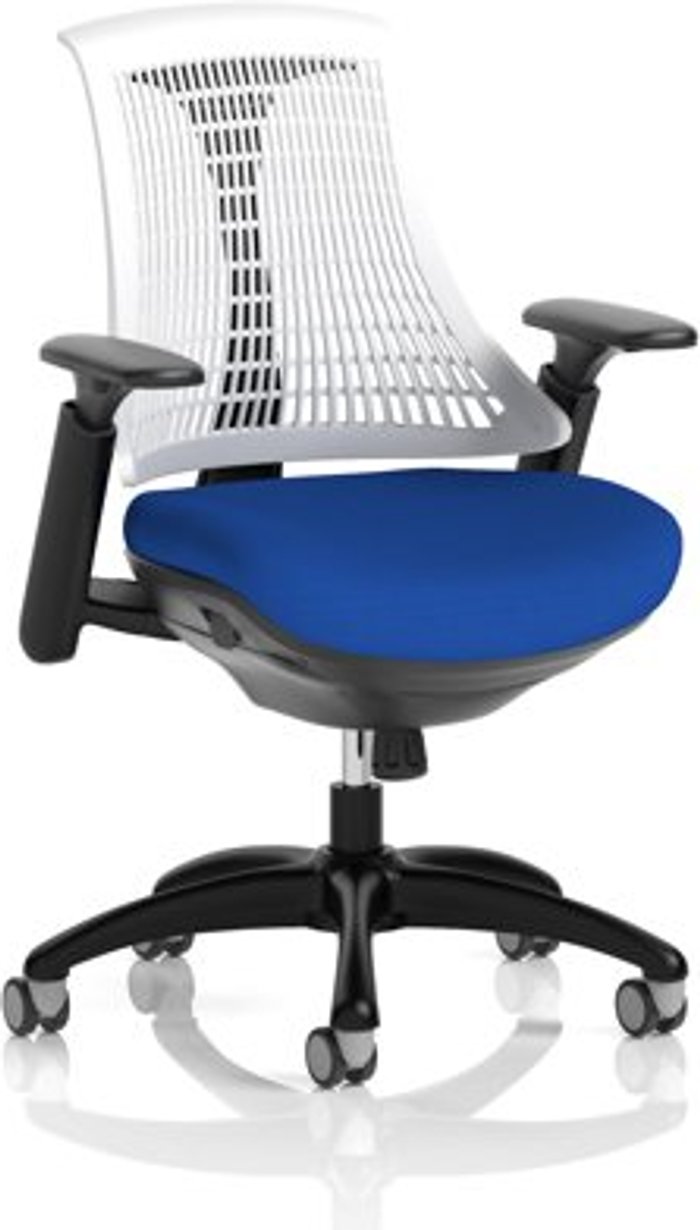Office Monster | Flex Flex Task Operator Chair Black Frame White Back Bespoke Colour Seat Admiral Blue Flex Flex Task Operator Chair Black Frame White Back Bespoke Colour Seat Admiral Blue