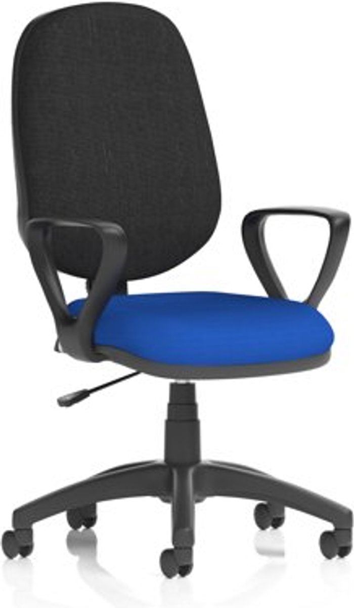 Office Monster | Eclipse I Eclipse I Lever Task Operator Chair Black Back Bespoke Seat With Loop Arms In Admiral Blue Eclipse I Eclipse I Lever Task Operator Chair Black Back Bespoke Seat With Loop Arms In Admiral Blue