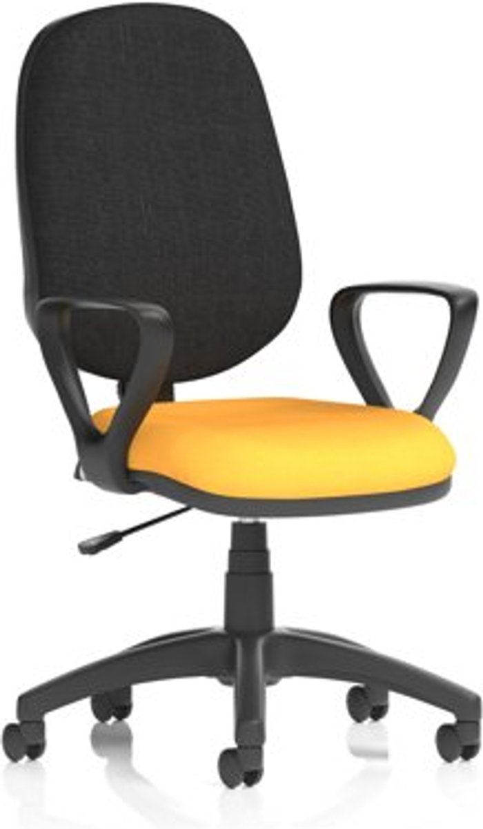 Office Monster | Eclipse I Eclipse I Lever Task Operator Chair Black Back Bespoke Seat With Loop Arms In Yellow Eclipse I Eclipse I Lever Task Operator Chair Black Back Bespoke Seat With Loop Arms In Yellow