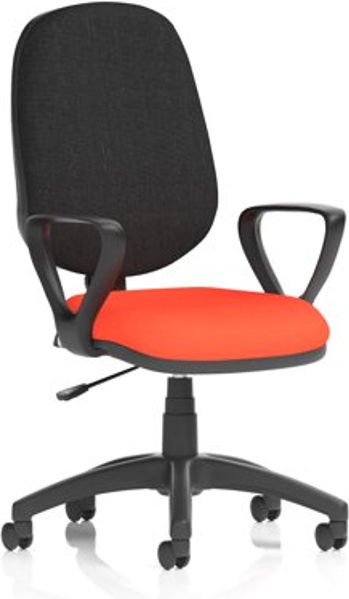 Office Monster | Eclipse I Eclipse I Lever Task Operator Chair Black Back Bespoke Seat With Loop Arms In Orange Eclipse I Eclipse I Lever Task Operator Chair Black Back Bespoke Seat With Loop Arms In Orange