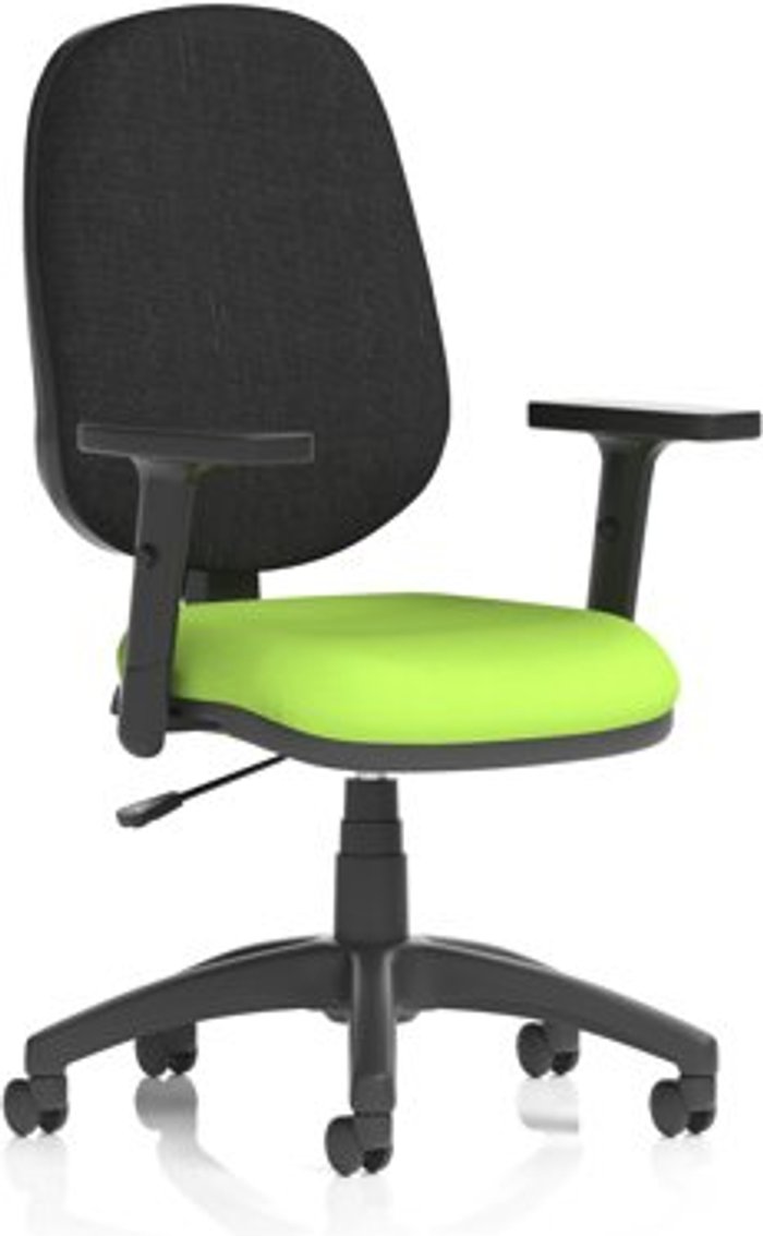 Office Monster | Eclipse I Eclipse I Lever Task Operator Chair Black Back Bespoke Seat With Height Adjustable Arms In Lime Eclipse I Eclipse I Lever Task Operator Chair Black Back Bespoke Seat With Height Adjustable Arms In Lime