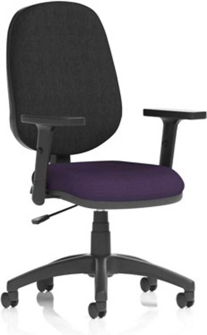 Office Monster | Eclipse I Eclipse I Lever Task Operator Chair Black Back Bespoke Seat With Height Adjustable Arms In Purple Eclipse I Eclipse I Lever Task Operator Chair Black Back Bespoke Seat With Height Adjustable Arms In Purple