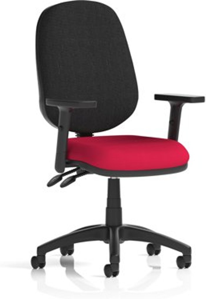 Office Monster | Eclipse II Eclipse II Lever Task Operator Chair Black Back Bespoke Seat With Height Adjustable Arms In Bergamot Cherry Eclipse II Eclipse II Lever Task Operator Chair Black Back Bespoke Seat With Height Adjustable Arms In Bergamot Cherry