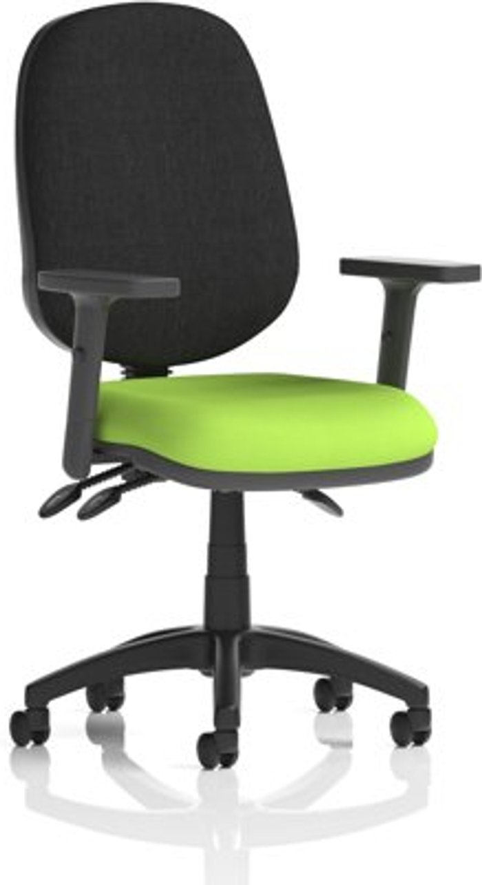 Office Monster | Eclipse III Eclipse III Lever Task Operator Chair Black Back Bespoke Seat With Height Adjustable Arms In Lime Eclipse III Eclipse III Lever Task Operator Chair Black Back Bespoke Seat With Height Adjustable Arms In Lime