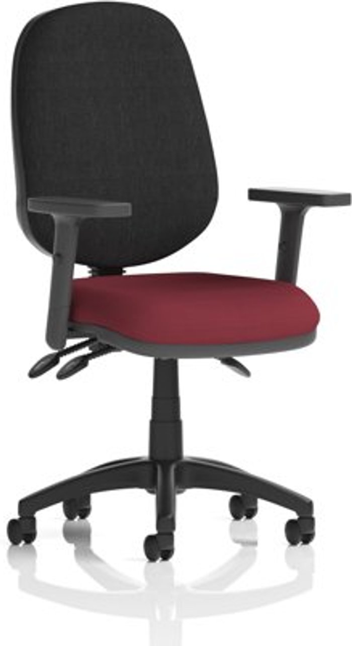 Office Monster | Eclipse III Eclipse III Lever Task Operator Chair Black Back Bespoke Seat With Height Adjustable Arms In Ginseng Chilli Eclipse III Eclipse III Lever Task Operator Chair Black Back Bespoke Seat With Height Adjustable Arms In Ginseng Chilli