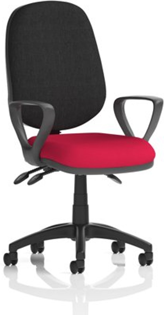 Office Monster | Eclipse III Eclipse III Lever Task Operator Chair Black Back Bespoke Seat With Loop Arms In Bergamot Cherry Eclipse III Eclipse III Lever Task Operator Chair Black Back Bespoke Seat With Loop Arms In Bergamot Cherry