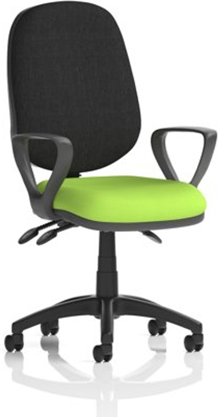 Office Monster | Eclipse III Eclipse III Lever Task Operator Chair Black Back Bespoke Seat With Loop Arms In Lime Eclipse III Eclipse III Lever Task Operator Chair Black Back Bespoke Seat With Loop Arms In Lime