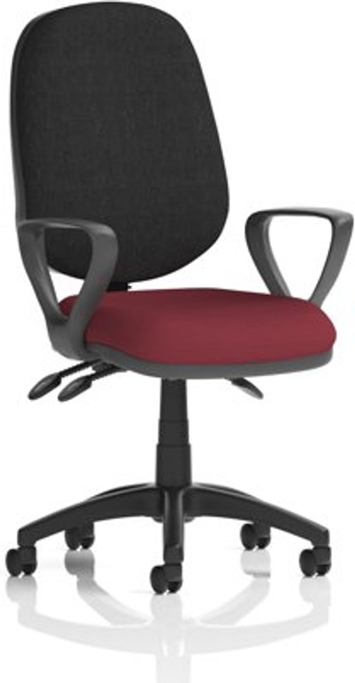 Office Monster | Eclipse III Eclipse III Lever Task Operator Chair Black Back Bespoke Seat With Loop Arms In Ginseng Chilli Eclipse III Eclipse III Lever Task Operator Chair Black Back Bespoke Seat With Loop Arms In Ginseng Chilli