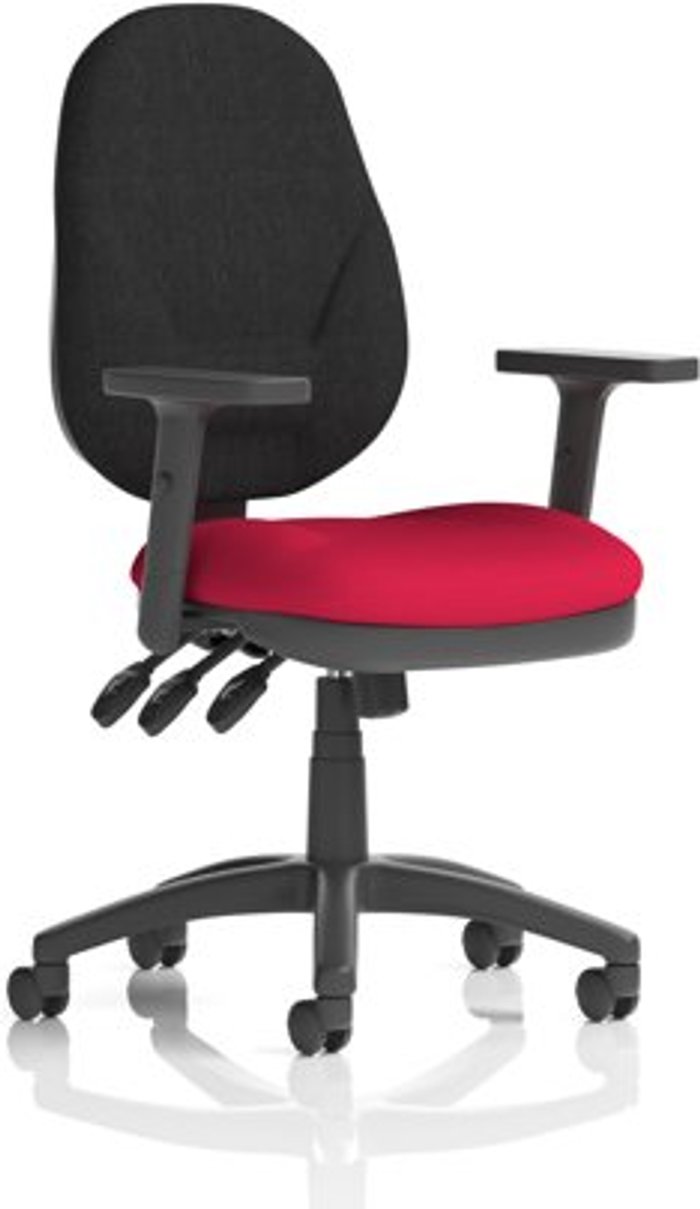 Office Monster | Eclipse XL III Eclipse XL Lever Task Operator Chair Black Back Bespoke Seat With Height Adjustable Arms In Bergamot Cherry Eclipse XL III Eclipse XL Lever Task Operator Chair Black Back Bespoke Seat With Height Adjustable Arms In Bergamot Cherry