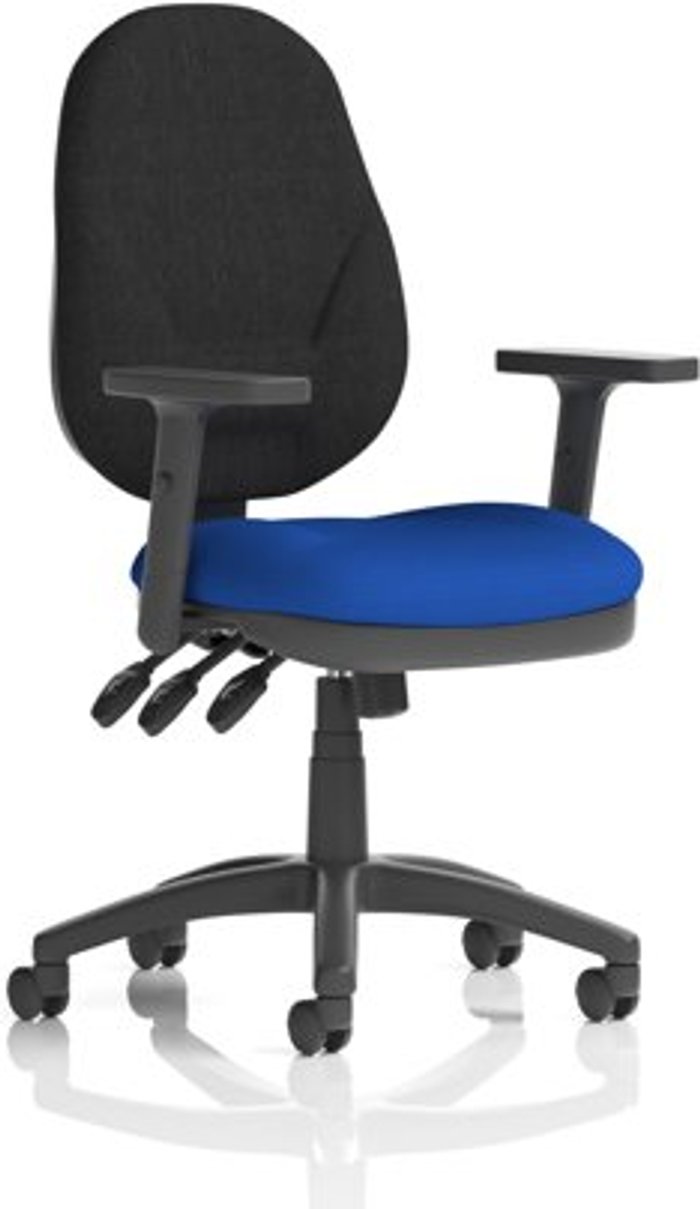 Office Monster | Eclipse XL III Eclipse XL Lever Task Operator Chair Black Back Bespoke Seat With Height Adjustable Arms In Admiral Blue Eclipse XL III Eclipse XL Lever Task Operator Chair Black Back Bespoke Seat With Height Adjustable Arms In Admiral Blue