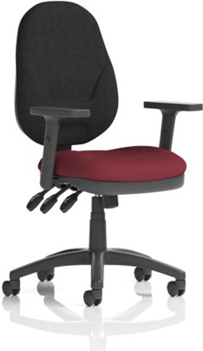 Office Monster | Eclipse XL III Eclipse XL Lever Task Operator Chair Black Back Bespoke Seat With Height Adjustable Arms In Ginseng Chilli Eclipse XL III Eclipse XL Lever Task Operator Chair Black Back Bespoke Seat With Height Adjustable Arms In Ginseng Chilli