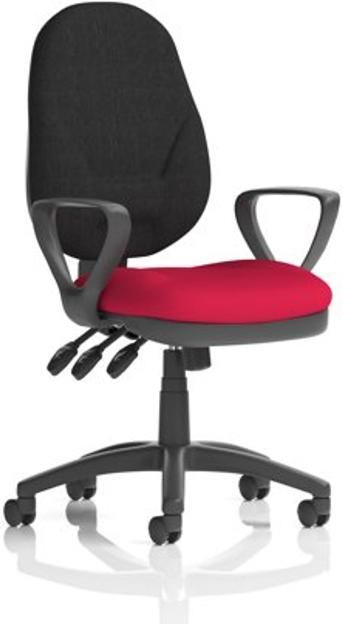 Office Monster | Eclipse XL III Eclipse XL Lever Task Operator Chair Black Back Bespoke Seat With Loop Arms In Bergamot Cherry Eclipse XL III Eclipse XL Lever Task Operator Chair Black Back Bespoke Seat With Loop Arms In Bergamot Cherry