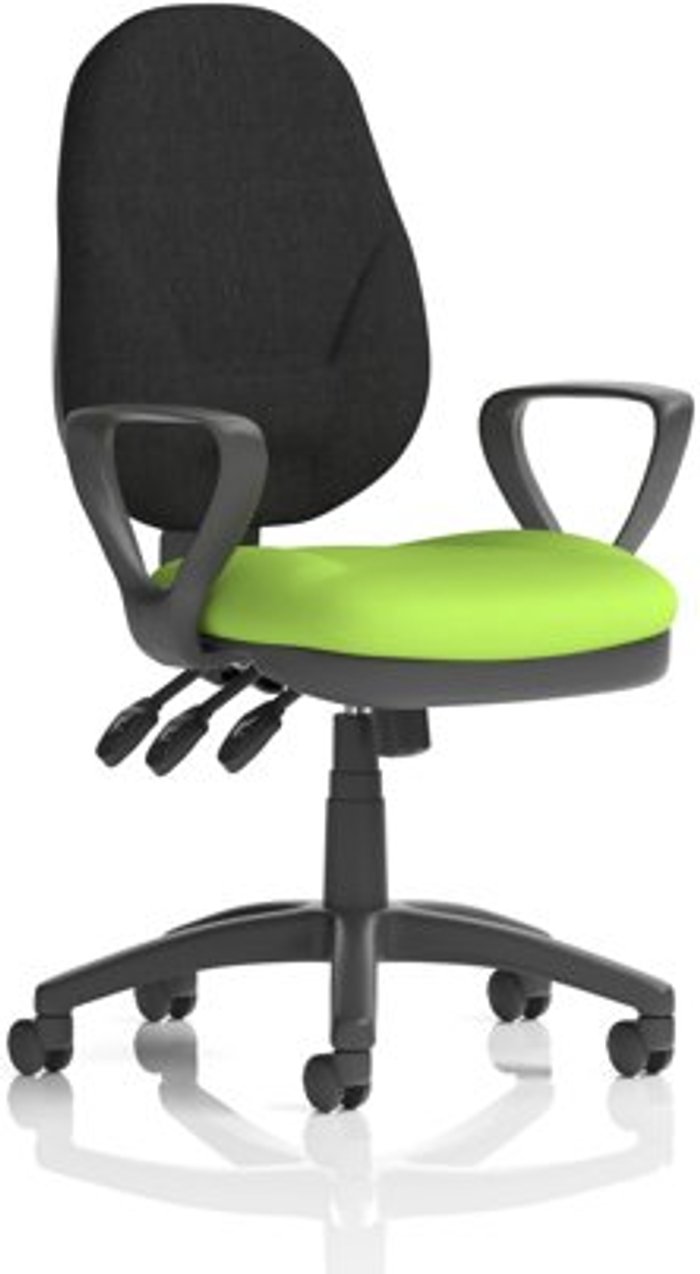 Office Monster | Eclipse XL III Eclipse XL Lever Task Operator Chair Black Back Bespoke Seat With Loop Arms In Lime Eclipse XL III Eclipse XL Lever Task Operator Chair Black Back Bespoke Seat With Loop Arms In Lime