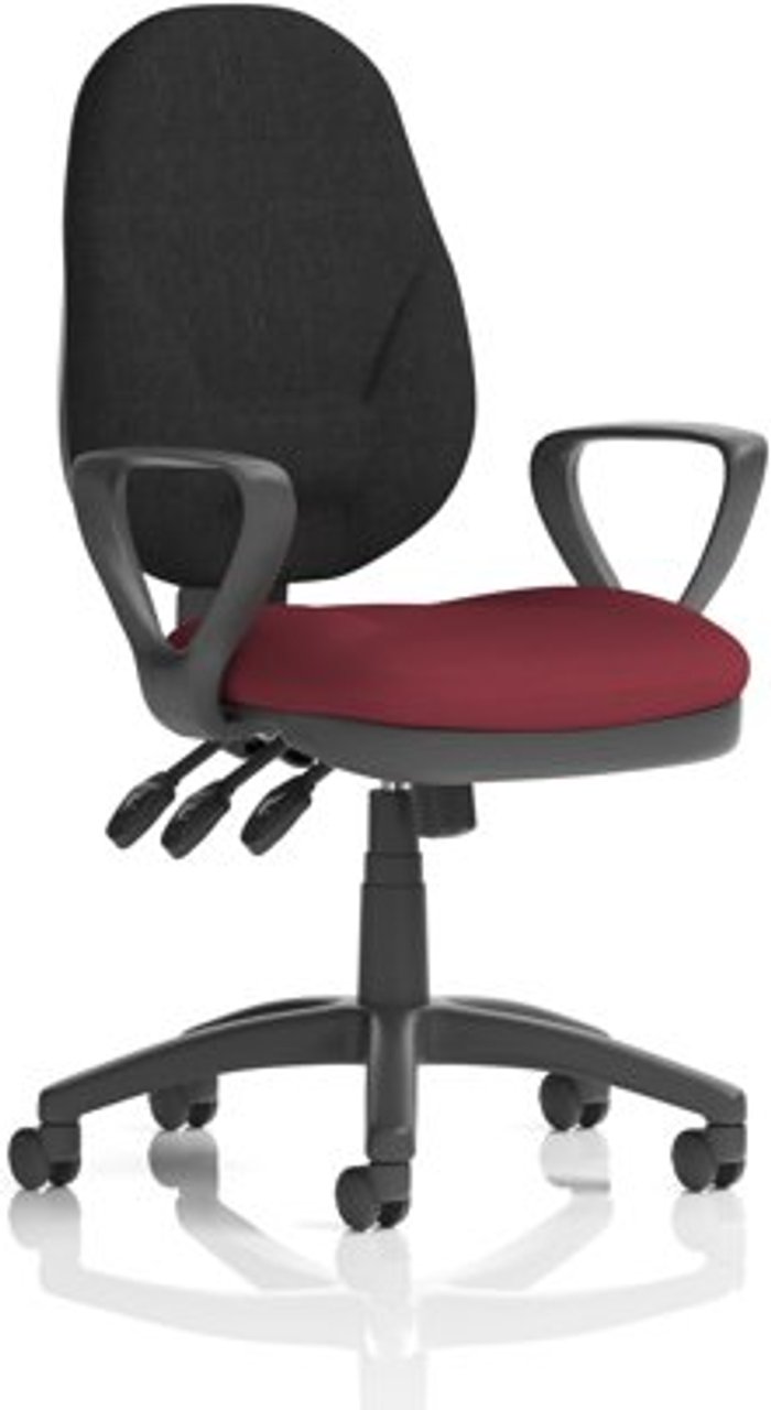 Office Monster | Eclipse XL III Eclipse XL Lever Task Operator Chair Black Back Bespoke Seat With Loop Arms In Ginseng Chilli Eclipse XL III Eclipse XL Lever Task Operator Chair Black Back Bespoke Seat With Loop Arms In Ginseng Chilli
