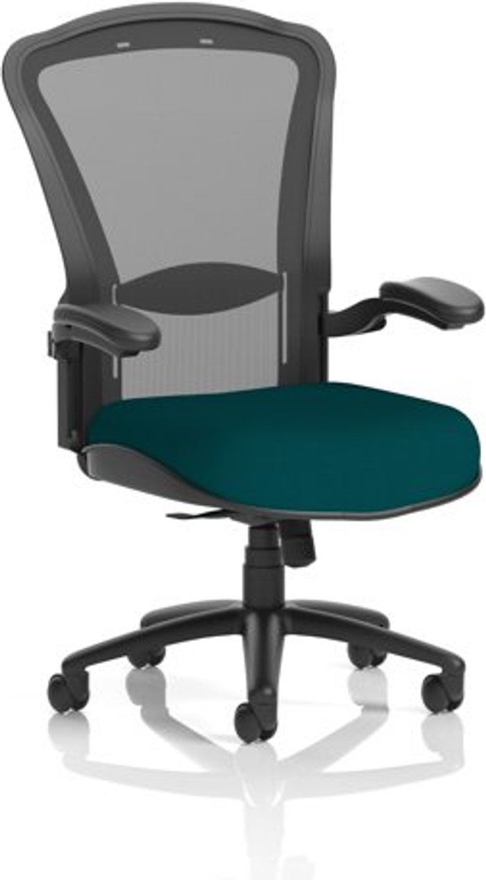 Office Monster | Houston Houston Heavy Duty Task Operator Chair Black Mesh Back Bespoke Seat In Teal Houston Houston Heavy Duty Task Operator Chair Black Mesh Back Bespoke Seat In Teal
