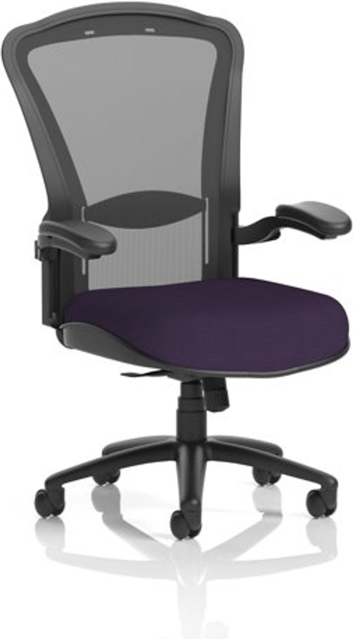 Office Monster | Houston Houston Heavy Duty Task Operator Chair Black Mesh Back Bespoke Seat In Purple Houston Houston Heavy Duty Task Operator Chair Black Mesh Back Bespoke Seat In Purple