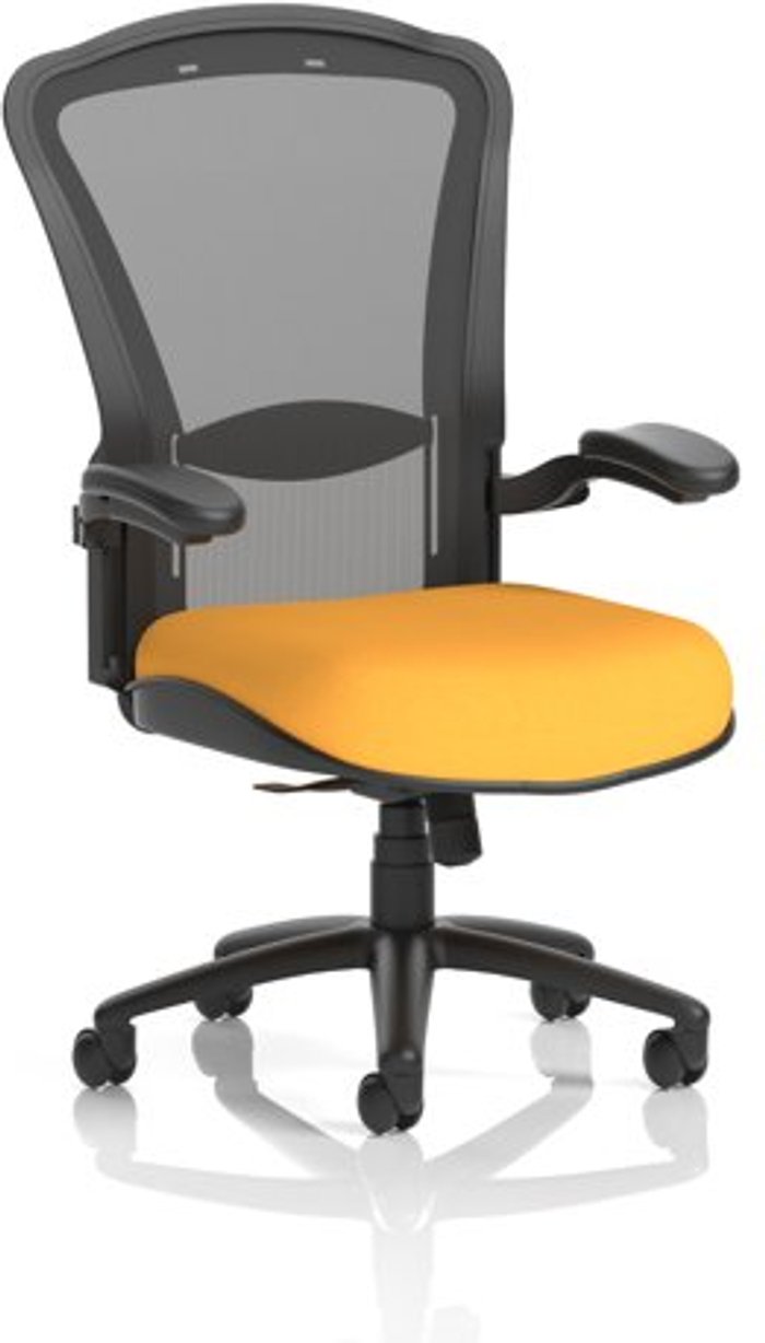 Office Monster | Houston Houston Heavy Duty Task Operator Chair Black Mesh Back Bespoke Seat In Yellow Houston Houston Heavy Duty Task Operator Chair Black Mesh Back Bespoke Seat In Yellow