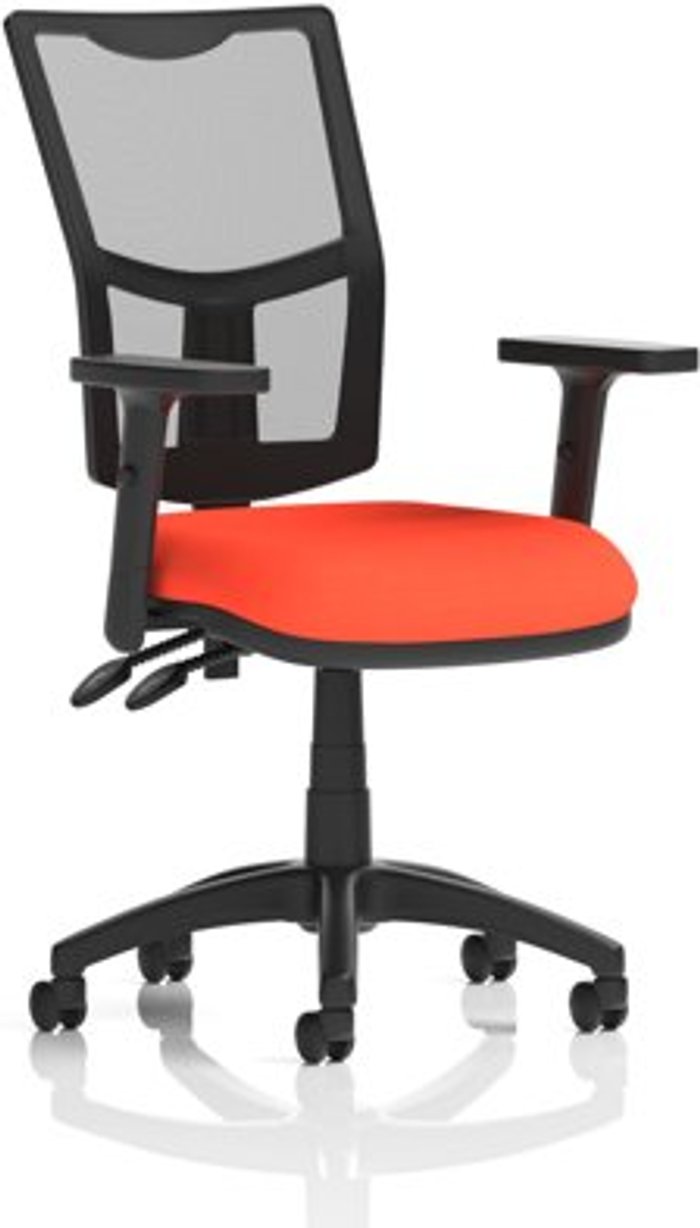 Office Monster | Eclipse II Eclipse II Lever Task Operator Chair Mesh Back With Bespoke Colour Seat in Orange With Height Adjustable Arms Eclipse II Eclipse II Lever Task Operator Chair Mesh Back With Bespoke Colour Seat in Orange With Height Adjustable Arms