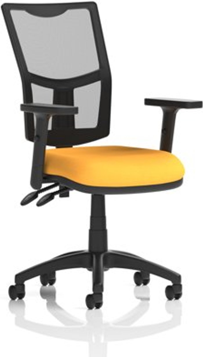 Office Monster | Eclipse II Eclipse II Lever Task Operator Chair Mesh Back With Bespoke Colour Seat in Yellow With Height Adjustable Arms Eclipse II Eclipse II Lever Task Operator Chair Mesh Back With Bespoke Colour Seat in Yellow With Height Adjustable Arms