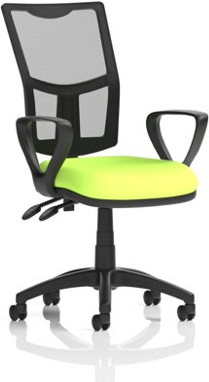 Office Monster | Eclipse II Eclipse II Lever Task Operator Chair Mesh Back With Bespoke Colour Seat With loop Arms in Lime Eclipse II Eclipse II Lever Task Operator Chair Mesh Back With Bespoke Colour Seat With loop Arms in Lime