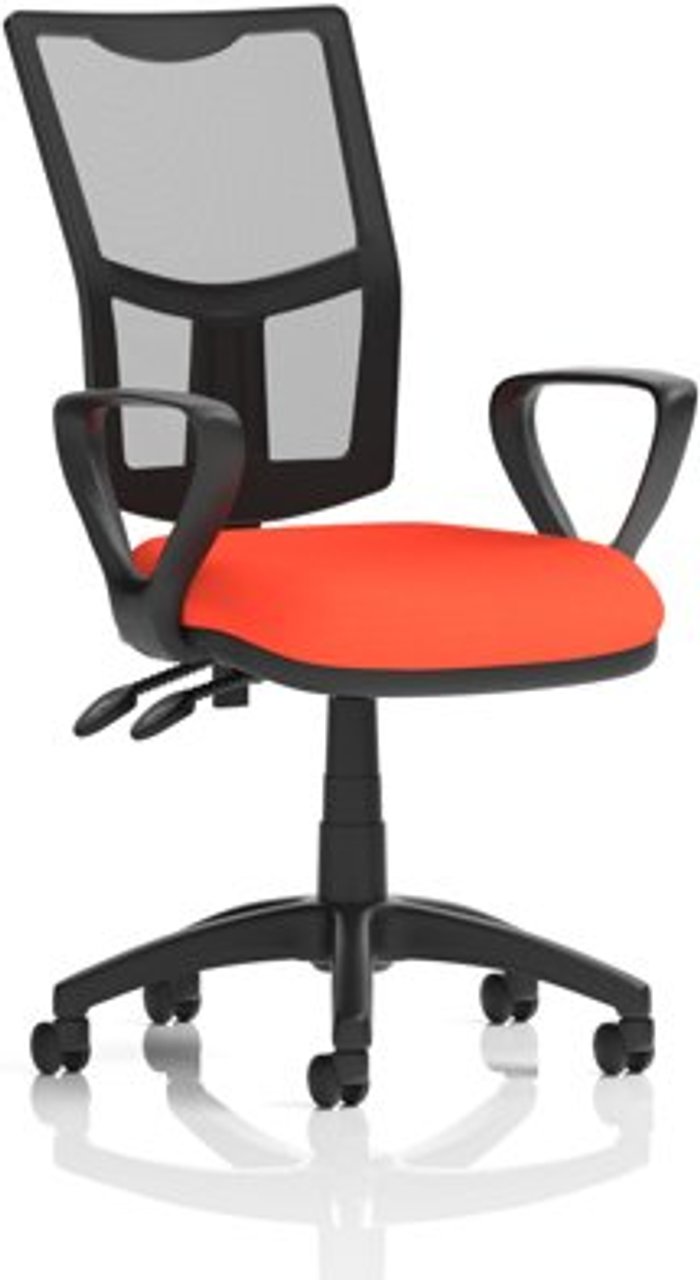 Office Monster | Eclipse II Eclipse II Lever Task Operator Chair Mesh Back With Bespoke Colour Seat With loop Arms in Orange Eclipse II Eclipse II Lever Task Operator Chair Mesh Back With Bespoke Colour Seat With loop Arms in Orange