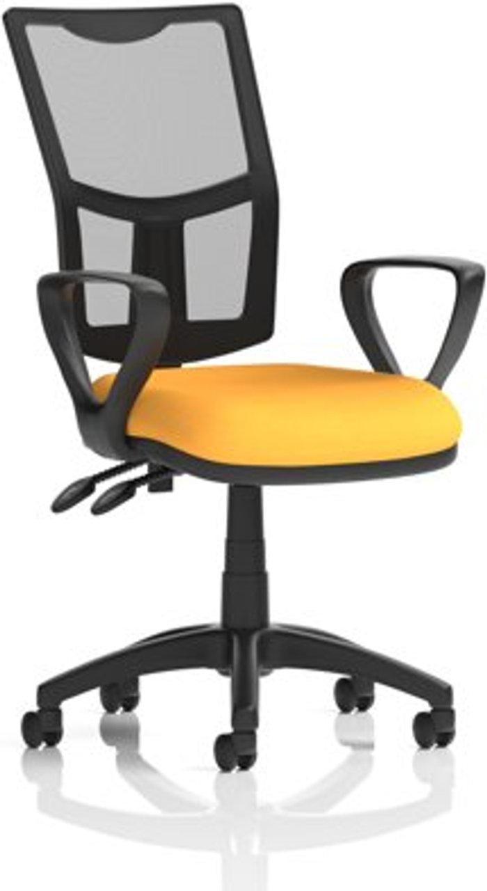 Office Monster | Eclipse II Eclipse II Lever Task Operator Chair Mesh Back With Bespoke Colour Seat With loop Arms in Yellow Eclipse II Eclipse II Lever Task Operator Chair Mesh Back With Bespoke Colour Seat With loop Arms in Yellow