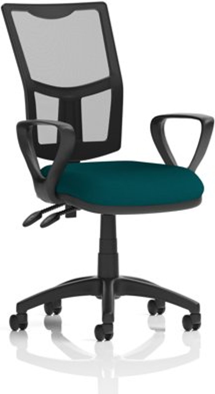 Office Monster | Eclipse II Eclipse II Lever Task Operator Chair Mesh Back With Bespoke Colour Seat With loop Arms in Teal Eclipse II Eclipse II Lever Task Operator Chair Mesh Back With Bespoke Colour Seat With loop Arms in Teal