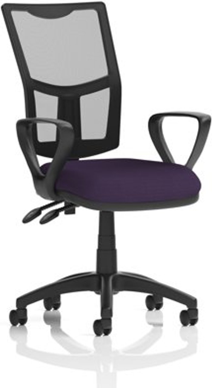 Office Monster | Eclipse II Eclipse II Lever Task Operator Chair Mesh Back With Bespoke Colour Seat With loop Arms in Purple Eclipse II Eclipse II Lever Task Operator Chair Mesh Back With Bespoke Colour Seat With loop Arms in Purple