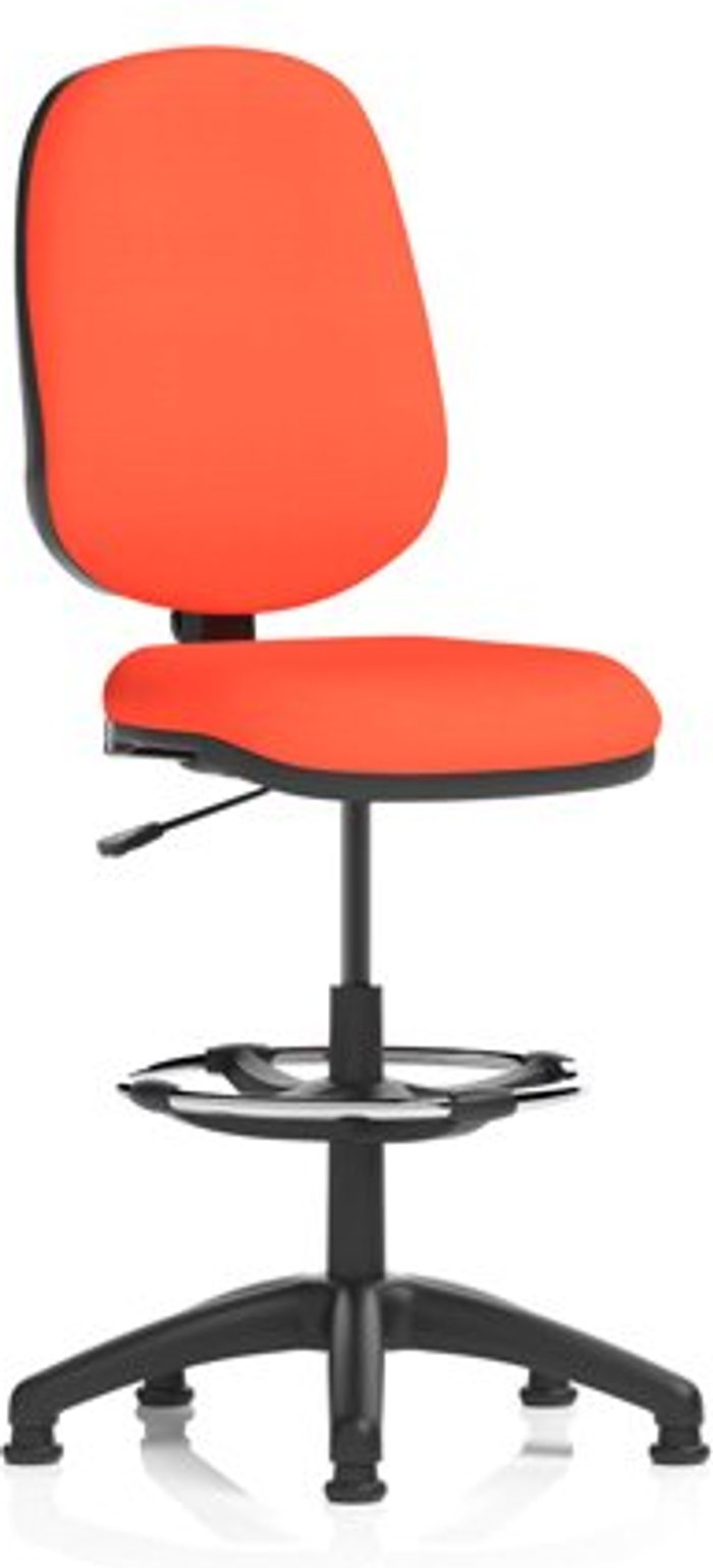 Office Monster | Eclipse I Eclipse I Lever Task Operator Chair Orange Fully Bespoke Colour With Hi Rise Draughtsman Kit Eclipse I Eclipse I Lever Task Operator Chair Orange Fully Bespoke Colour With Hi Rise Draughtsman Kit