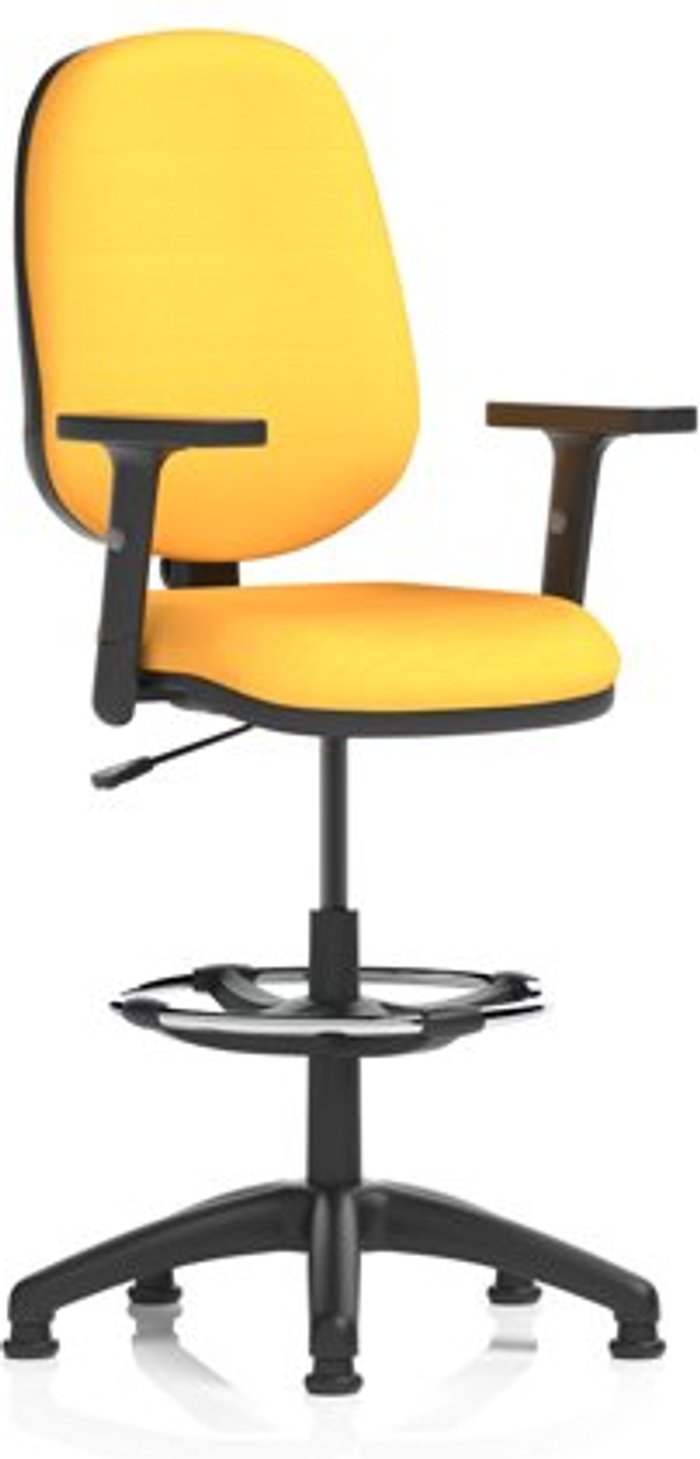 Office Monster | Eclipse I Eclipse I Lever Task Operator Chair Yellow Fully Bespoke Colour With Height Adjustable Arms with Hi Rise Draughtsman Kit Eclipse I Eclipse I Lever Task Operator Chair Yellow Fully Bespoke Colour With Height Adjustable Arms with Hi Rise Draughtsman Kit