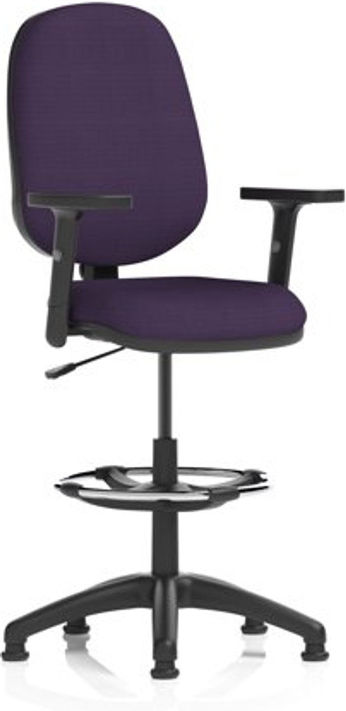 Office Monster | Eclipse I Eclipse I Lever Task Operator Chair Purple Fully Bespoke Colour With Height Adjustable Arms with Hi Rise Draughtsman Kit Eclipse I Eclipse I Lever Task Operator Chair Purple Fully Bespoke Colour With Height Adjustable Arms with Hi Rise Draughtsman Kit