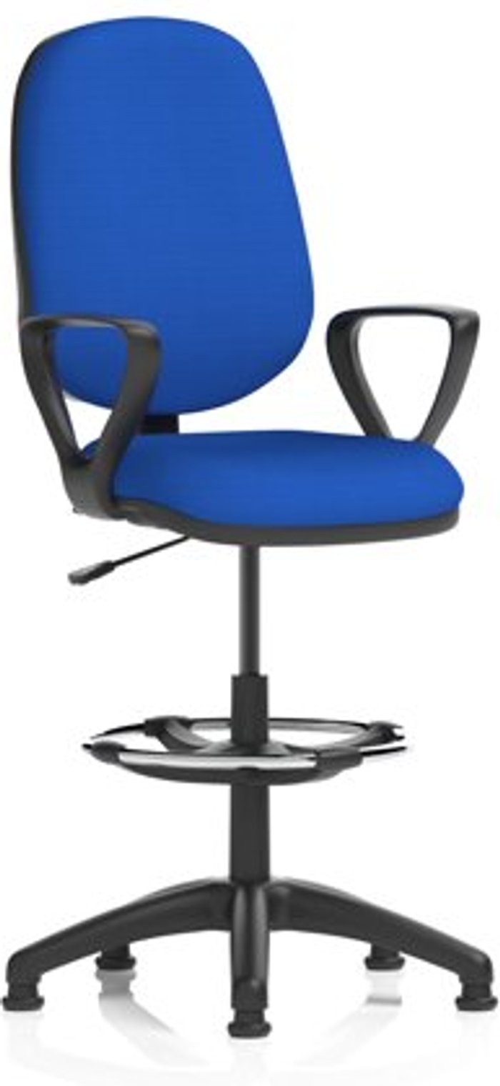 Office Monster | Eclipse I Eclipse I Lever Task Operator Chair Admiral Blue Fully Bespoke Colour With Loop Arms with Hi Rise Draughtsman Kit Eclipse I Eclipse I Lever Task Operator Chair Admiral Blue Fully Bespoke Colour With Loop Arms with Hi Rise Draughtsman Kit