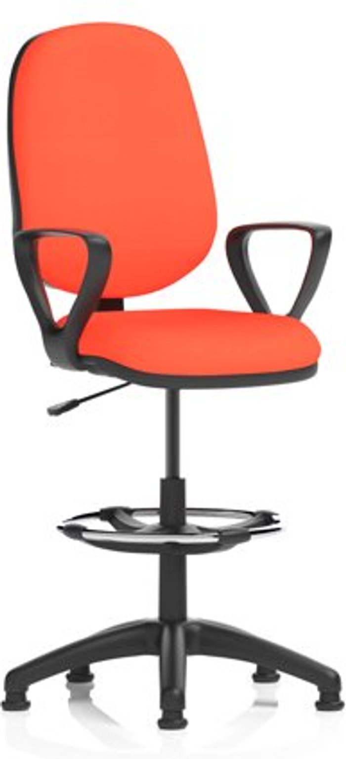 Office Monster | Eclipse I Eclipse I Lever Task Operator Chair Orange Fully Bespoke Colour With Loop Arms with Hi Rise Draughtsman Kit Eclipse I Eclipse I Lever Task Operator Chair Orange Fully Bespoke Colour With Loop Arms with Hi Rise Draughtsman Kit