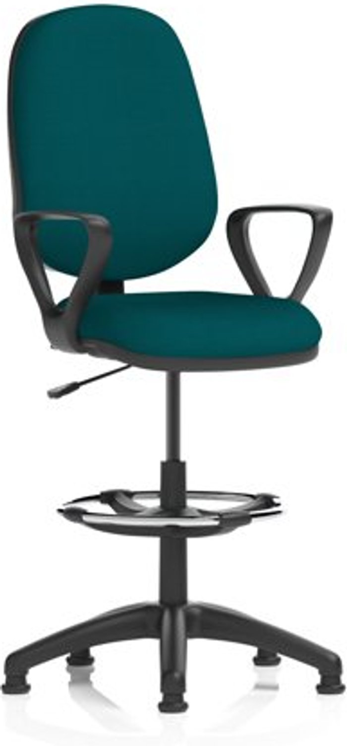 Office Monster | Eclipse I Eclipse I Lever Task Operator Chair Teal Fully Bespoke Colour With Loop Arms with Hi Rise Draughtsman Kit Eclipse I Eclipse I Lever Task Operator Chair Teal Fully Bespoke Colour With Loop Arms with Hi Rise Draughtsman Kit