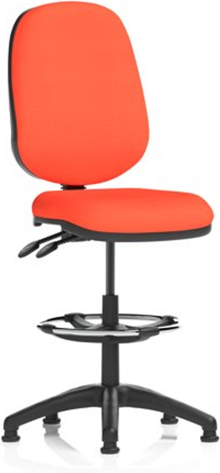 Office Monster | Eclipse II Eclipse II Lever Task Operator Chair Orange Fully Bespoke Colour With Hi Rise Draughtsman Kit Eclipse II Eclipse II Lever Task Operator Chair Orange Fully Bespoke Colour With Hi Rise Draughtsman Kit