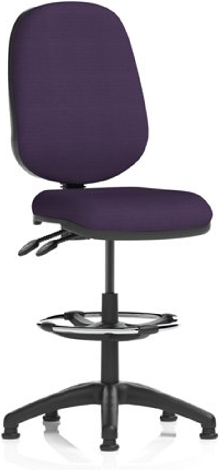 Office Monster | Eclipse II Eclipse II Lever Task Operator Chair Purple Fully Bespoke Colour With Hi Rise Draughtsman Kit Eclipse II Eclipse II Lever Task Operator Chair Purple Fully Bespoke Colour With Hi Rise Draughtsman Kit