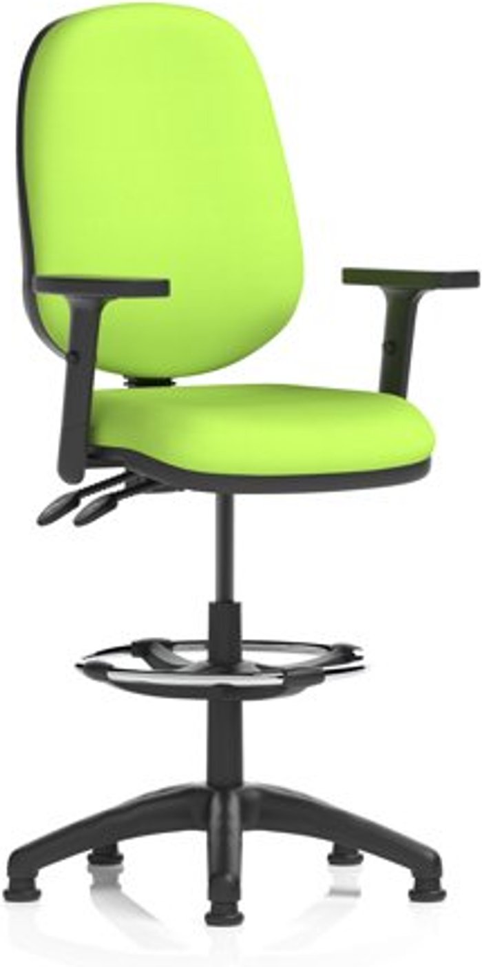 Office Monster | Eclipse II Eclipse II Lever Task Operator Chair Lime Fully Bespoke Colour With Height Adjustable Arms With Hi Rise Draughtsman Kit Eclipse II Eclipse II Lever Task Operator Chair Lime Fully Bespoke Colour With Height Adjustable Arms With Hi Rise Draughtsman Kit